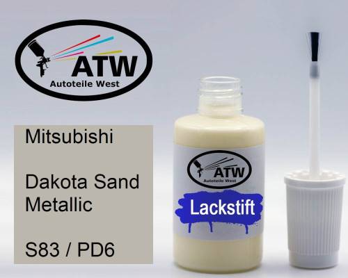 Mitsubishi, Dakota Sand Metallic, S83 / PD6: 20ml Lackstift, von ATW Autoteile West.